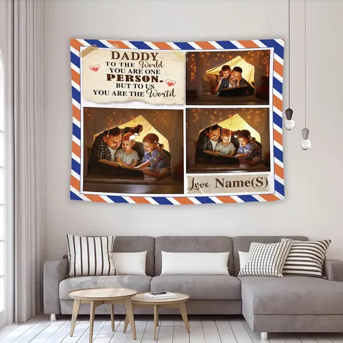 Miniatura 12 de Tiirreez Regalos para el día del padre, tapiz personalizado con texto fotográfico, regalos para papá de hija, hijo, esposa, tapiz personalizado