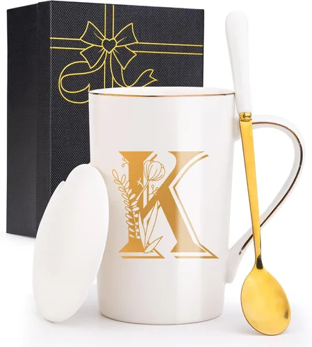 Miniatura 20 de Tazas personalizadas con iniciales en letra A con flores, taza de café personalizada con letra A, tazas personalizadas con letras geniales