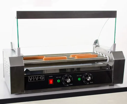 Miniatura 4 de VIVO HOTDG-V205 calentador eléctrico de 12 rodillos para parrilla de perritos calientes, acero inoxidable, comercial y doméstico, 750 W