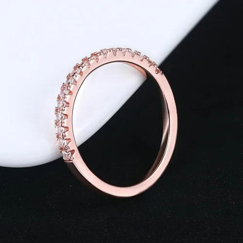 Miniatura 82 de Narica Anillo de 21 piedras chapadas en plata, apilables, corte redondo, zafiro azul, circonita cúbica, relleno de circonita cúbica, halo