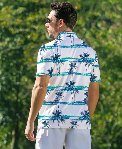 Miniatura 3 de ELETOP Polo de golf para hombre, manga corta, absorbe la humedad, polos tropicales hawaianos, camisas de golf de rendimiento para hombre, ajuste seco