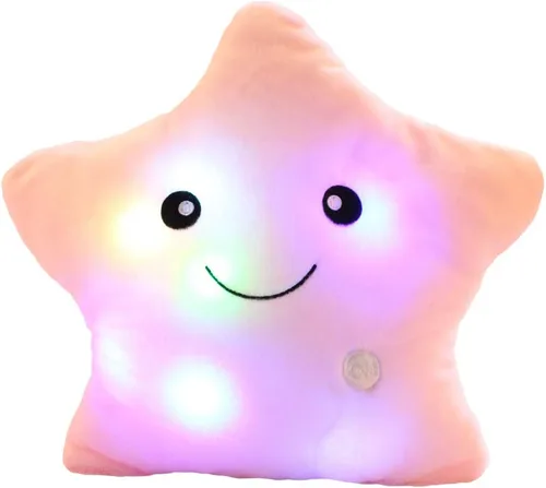 Miniatura 10 de Almohada de felpa con forma de estrella brillante con luz LED, cojines de luz nocturna creativos, juguetes de peluche para regalos para niños, Azul