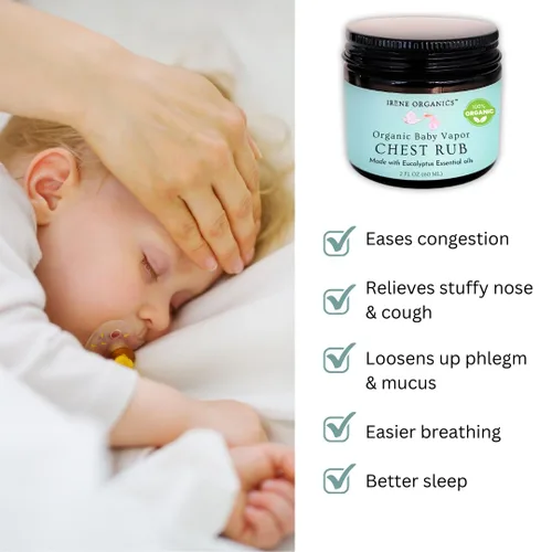 Miniatura 4 de Irene Organics Exfoliante orgánico para el pecho de vapor para bebés, hecho con ingredientes no tóxicos, bálsamo orgánico para aliviar la tos