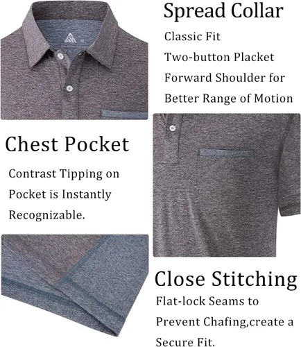Miniatura 25 de V VALANCH Polo de golf de manga corta para hombre, estilo casual, con cuello que absorbe la humedad