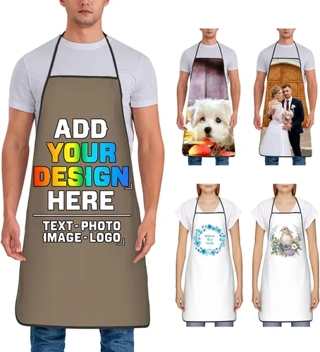 Miniatura 27 de Delantal personalizado para mujer, personalizado para añadir tu propio nombre, texto, logotipo, foto, chef, delantal de cocina para barbacoa