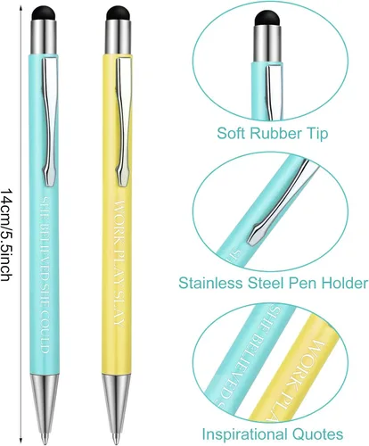 Miniatura 2 de Outus Juego de 5 bolígrafos con frases inspiradoras motivacionales para mujer, bolígrafos de tinta negra de metal, regalos para el día de San