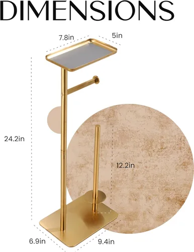Miniatura 5 de Day Moon™ Soporte de Papel Higiénico Dorado Soporte de Papel Higiénico Independiente con Almacenamiento - Soporte de Papel Higiénico y Porta