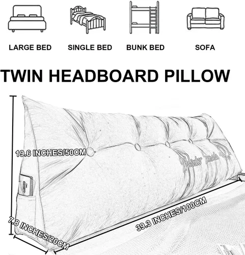 Miniatura 7 de Almohada de cabecera con cuña para lectura, respaldo de vellón, almohada de descanso de lectura, cojín triangular grande para la espalda, almohada