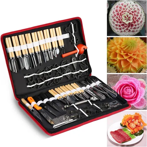 Kit mejorado de 80 piezas de tallado de calabaza para adultos y niños con herramientas de escultura de detalles profesionales, juego de cuchillos de
