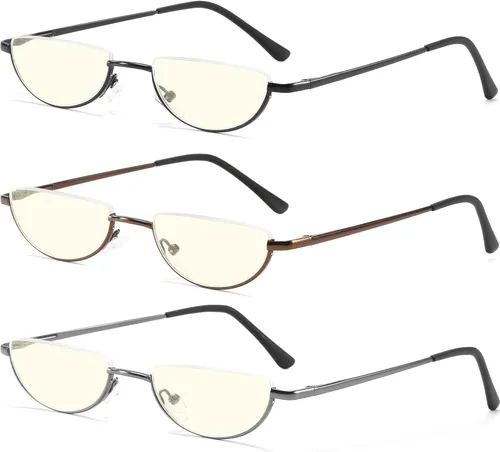 Miniatura 8 de Half Lens Reading Glasses Blue Light Blocking, Half Moon Frame Semi Rim Spring Hinge Readers with Case for Men Women
