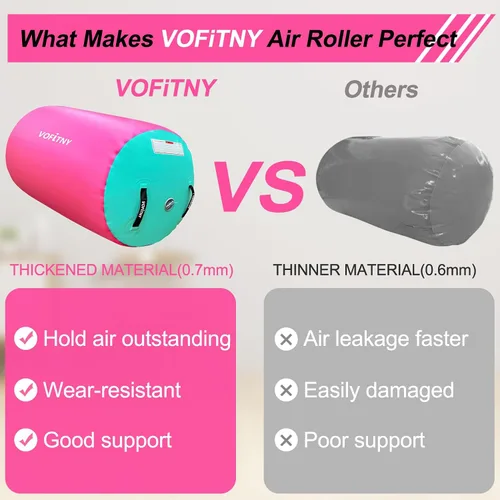 Miniatura 7 de VOFiTNY - Esterilla inflable de gimnasia con pista de caídas y barril de aire octogonal con bomba para uso doméstico/gimnasio Rosa/Menta