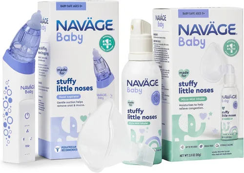 Naväge Baby Bundle: Aspirador nasal para bebés + inhalador de microniebla, suave, aprobado por pediatras para la congestión del bebé y la nariz