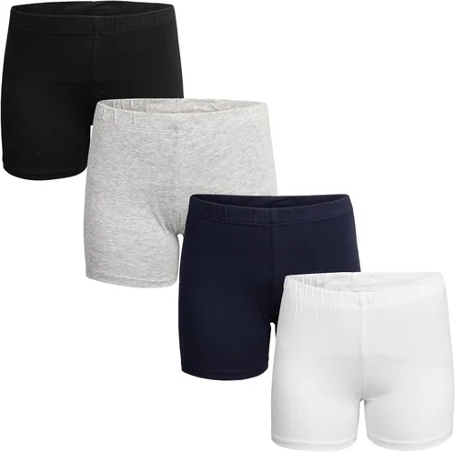 Pantalones cortos de algodón populares para niñas, paquete de 4 pantalones cortos de vestir sólidos y teñidos anudados, pantalones cortos