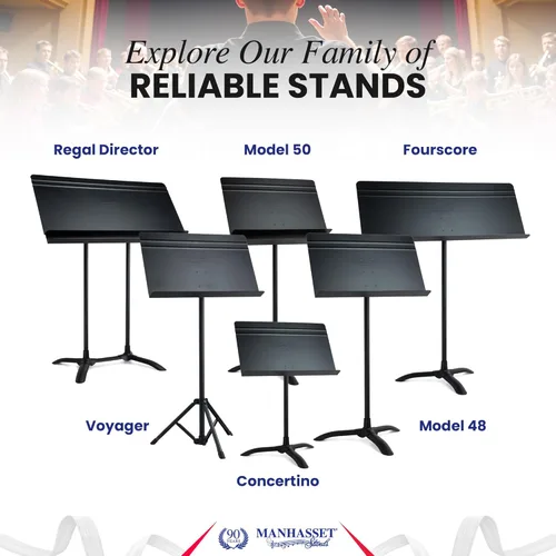 Miniatura 7 de Manhasset Soporte de música para partituras - Modelo 48 Symphony - Soporte Manhasset duradero y duradero - Altura ajustable - 26" a 48" - Fabricado