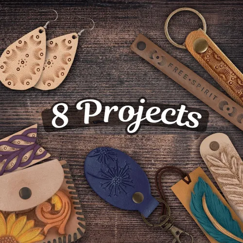 Miniatura 2 de Kit de trabajo de cuero ArtSkills, kit de herramientas de cuero con herramientas, sellos, kits de proyectos para adultos de arte y manualidades, 80