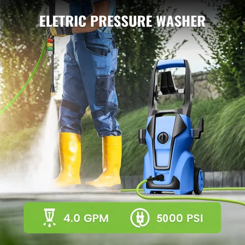 Miniatura 8 de Lavadora a presión eléctrica 5000PSI Max 4.0GPM con manguera de extensión flexible de 33 pies, 4 boquillas, cañón de espuma, lavadora eléctrica