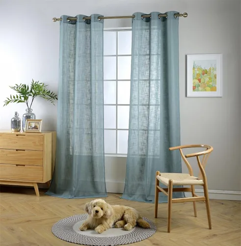 Miniatura 12 de Cortinas para sala de estar de 2 paneles (2 x 37 pulgadas de ancho), cortinas con textura de lino, con ojales, de la marca Miuco