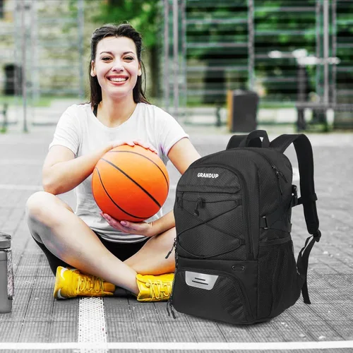 Miniatura 5 de GRANDUP - Mochila de baloncesto con compartimento para pelota y zapatos. Adecuada para voleibol, fútbol, natación, gimnasio, viajes y escuela
