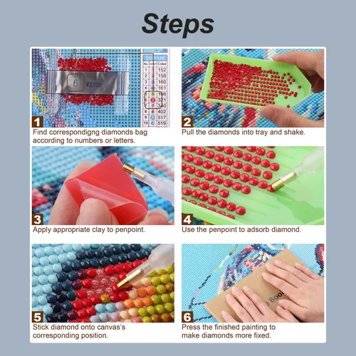 Miniatura 6 de Stalente Kits de pintura de diamantes para adultos, kit de arte redondo de diamantes de taladro completo, pintura 5D con diamantes, manualidades