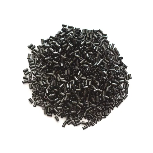 Miniatura 6 de 1000 piezas Flare Euro Lock - Tubos de cobre con micro anillos para extensiones de cabello humano I-Tip de 0.134 x 0.118 x 0.236 in (negro)