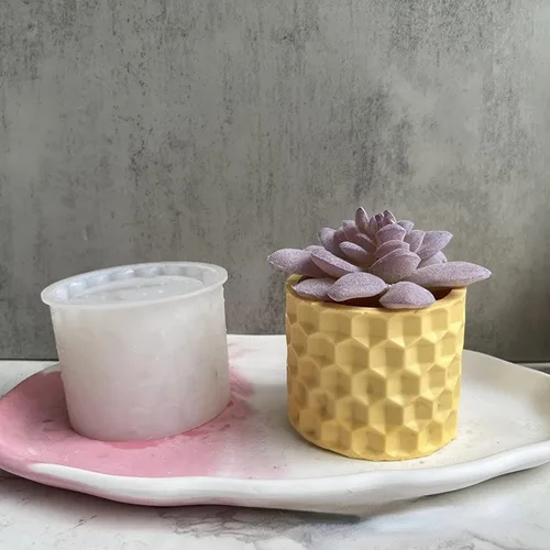 Miniatura 5 de Molde de Silicona Redondo de Panal de Abeja para Maceta de Hormigón, Molde de Jardinera de Suculentas, Molde de Cactus, Portavelas, Portaplumas