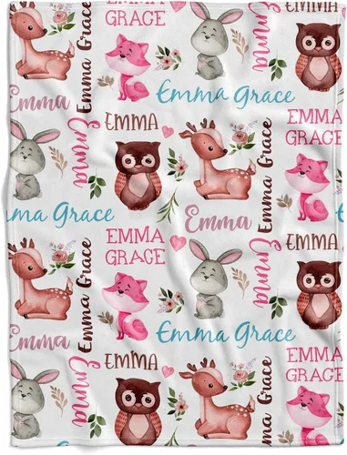 Miniatura 11 de Manta de bebé personalizada de Woodland, Manta de bebé con temática de bosque, Manta de bebé personalizada, Manta de bebé niño, Manta de bebé