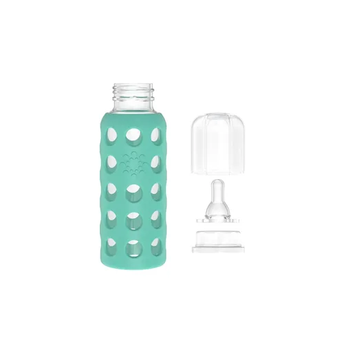 Miniatura 5 de Lifefactory Biberón de vidrio sin BPA Funda protectora de silicona Paquete de 3 de 9 onzas Papaya, col rizada y arándanos Papaya/Kale/Arándano