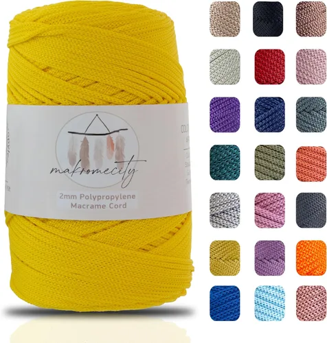 Miniatura 70 de Makromecity, 2 carretes de cordón de macramé de poliéster de 2 mm x 250 yardas (750 pies) de 2 mm de cordón de polipropileno para macramé, ideal
