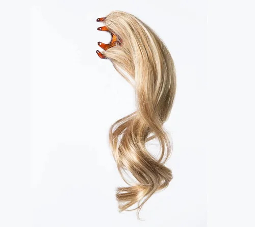 Miniatura 7 de Toni Brattin Playful Puf Hairpiece – Negro 10.5 pulgadas largo ondulado rizado postizo de clip hecho de fibra sintética resistente al calor