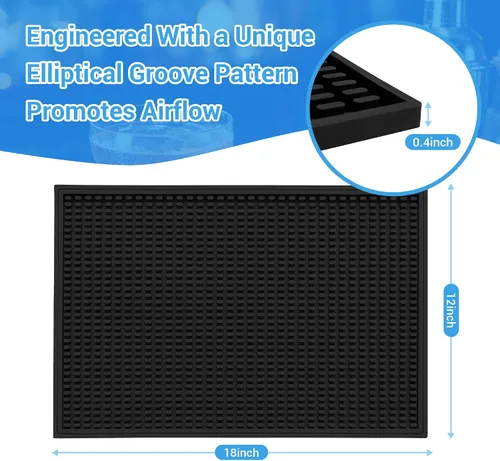Miniatura 2 de ZJWZLG Tapete de barra de goma de alta calidad de 18 x 12 pulgadas para encimera, almohadilla de secado de platos antideslizante y tapete