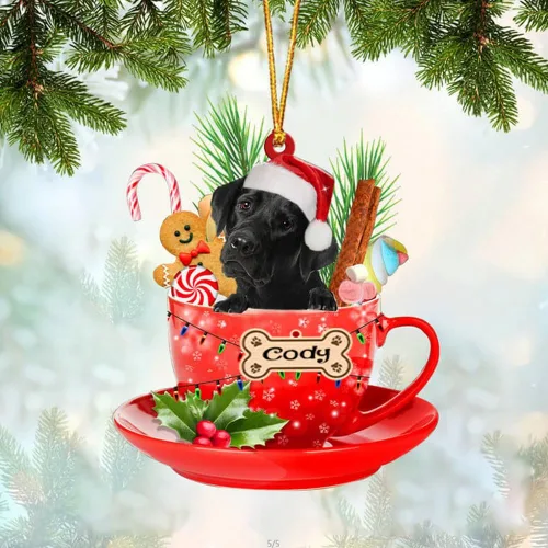 Miniatura 70 de NAZENTI Adorno personalizado de Alaskan Malamute en taza roja, adorno de Navidad personalizado para perros amantes de las mascotas, colgante
