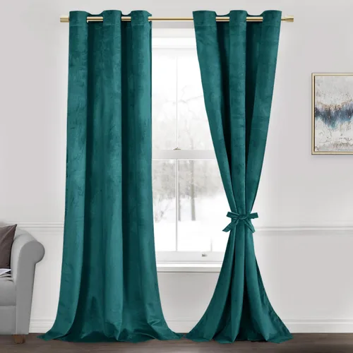 Miniatura 131 de JIUZHEN - Cortinas de terciopelo gris de 63 pulgadas opacas para sala de estar - Cortinas gruesas de terciopelo con ojales para ventana