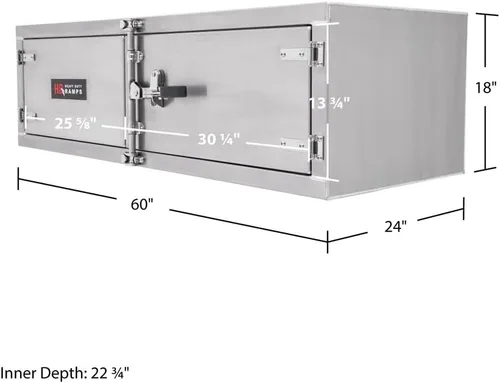 Miniatura 3 de HD Ramps Gabinete de herramientas de aluminio resistente con cerradura para remolque, 60 x 18 x 24 pulgadas, caja de herramientas para camiones