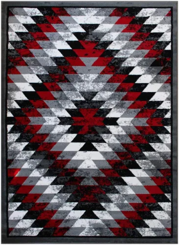 Miniatura 3 de Masada Rugs, Stephanie Collection - Alfombra de área del suroeste de nativos americanos, diseño desgastado 1106 rojo, gris, blanco y negro