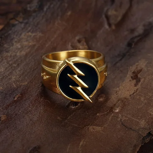Miniatura 2 de PAURO Anillo de fiesta de acero inoxidable para hombre, diseño de perno de trueno