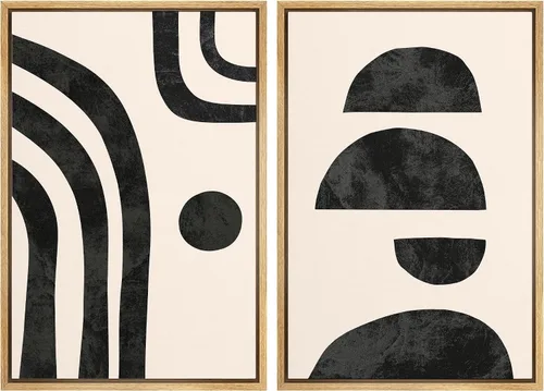 Miniatura 34 de SIGNWIN Lienzo enmarcado para pared, ilustraciones abstractas texturizadas en tonos beige terrosos, arte moderno, decorativo, contemporáneo