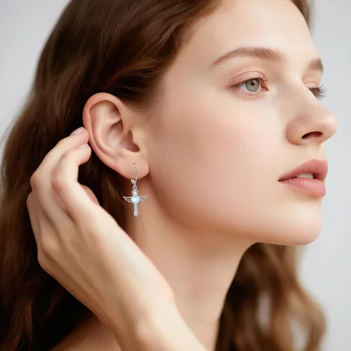 Miniatura 26 de Aretes colgantes de filigrana de plata de ley 925, margarita, loto, flor de rosa, piedra lunar, lágrima para mujer, nudo celta infinito, margarita