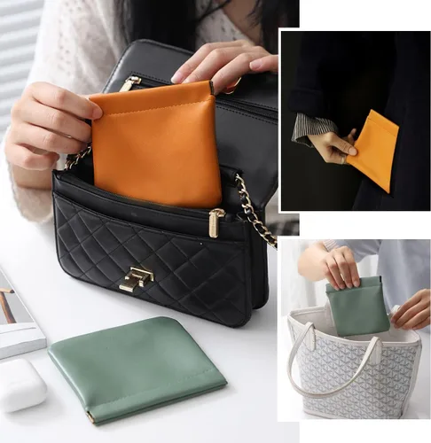 Miniatura 6 de Bolsa de Cosméticos de Bolsillo, Bolsa de Maquillaje de Cuero Impermeable con Cierre por Presión, Organizador Portátil de Artículos de Aseo