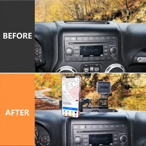 Miniatura 2 de JK Dash Soporte de teléfono para Jeep Wrangler JK JKU Unlimited 2012-2018, accesorios interiores deslizantes, soporte para cámara de acción GoPro