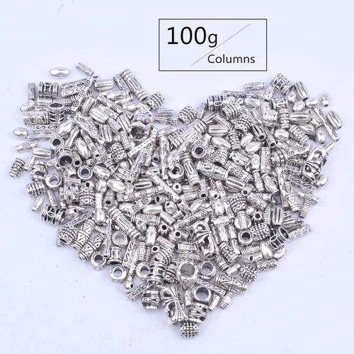 Miniatura 3 de BronaGrand 3.53 oz (alrededor de 250-400 piezas) de plata antigua, cuentas espaciadoras para pulseras, dijes, collares, dijes, accesorios para hacer