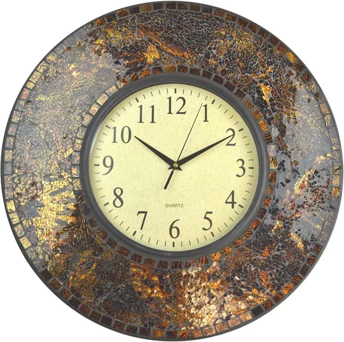 Miniatura 2 de Lulu Decor, reloj de pared de mosaico ámbar báltico, redondo, decorativo, estilo árabe, diámetro 19 pulgadas, tamaño de dial 9 pulgadas, perfecto
