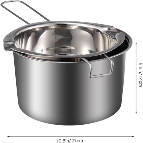 Miniatura 4 de 1 juego de olla doble de acero inoxidable para hervir agua con boquilla de doble vertido para vela, mantequilla, chocolate, queso, caramelo, 13.5 fl