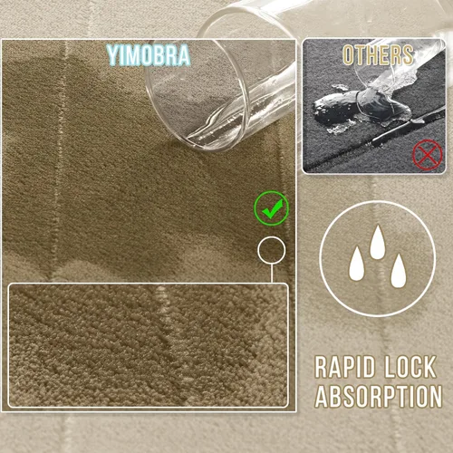 Miniatura 4 de Yimobra Juego de 3 tapetes de baño de espuma viscoelástica con alfombra de inodoro en forma de U, antideslizantes, súper suaves, absorbentes
