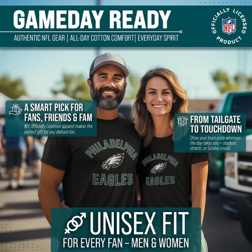 Miniatura 4 de Team Fan Apparel NFL - Camiseta Gameday para adultos, mezcla de algodón, sin etiquetas, semiajustada, da rienda suelta a tu espíritu de equipo Negro