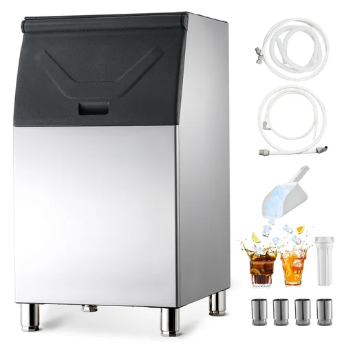 VEVOR Cubo de almacenamiento comercial para máquina de hielo, capacidad de 300 libras, de acero inoxidable, contenedor de almacenamiento de hielo