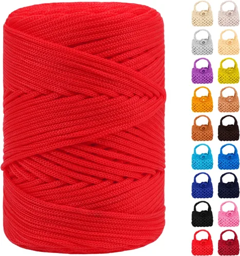 Miniatura 21 de Cordón de macramé de poliéster de 0.118 in x 185 yardas, cordón trenzado de macramé, bolsa de ganchillo, hilo de poliéster para ganchillo, bolsa