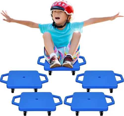 Miniatura 8 de Jerify 4 piezas de patinete deportivo con asas, ruedas de plástico, patineta para sentarse en el suelo, para niños, gimnasio, actividades en Azul
