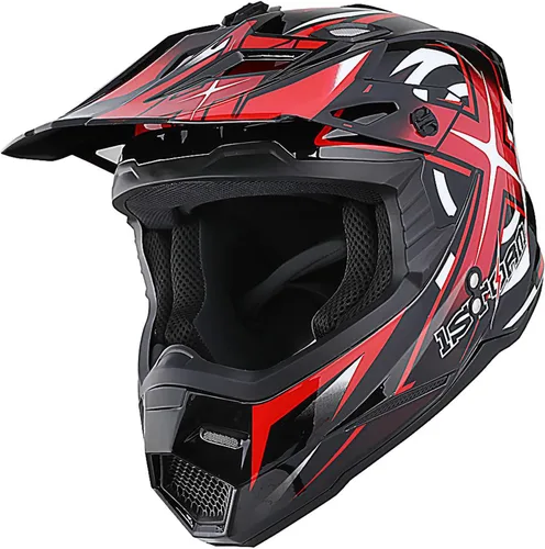 Miniatura 11 de 1Storm Casco de Motocross para Jóvenes Niños BMX MX Casco de Bicicleta Adolescente Estilo de Carreras; Azul de Carreras + Gafas + Paquete de Guantes