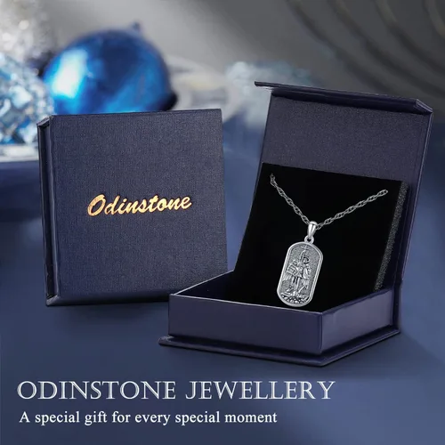 Miniatura 8 de Odinstone Collar de plata de ley 925 con medalla de San MiguelSan CristóbalSan BenitoCrucifijo de JesúsSan UrielArcángel Rafael para hombres
