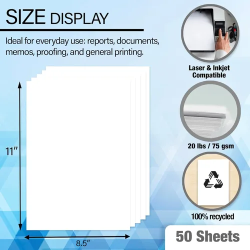 Miniatura 2 de BAZIC Products Papel en blanco para copia y multiusos - Papel de impresora blanco de 8.5" x 11" para máquinas de inyección de tinta, láser y fax